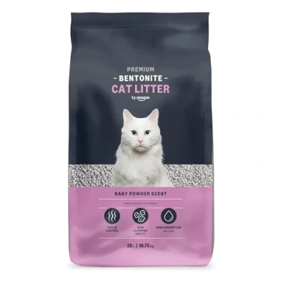 Afbeelding van Amazon merk: Lifelong Bentonite klonterend babypoeder geur kattenbakvulling 25 l