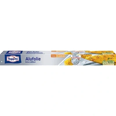 Afbeelding van Toppits Extra brede aluminiumfolie, 10 meter, breedte 44 cm, dispenserkarton, zilver