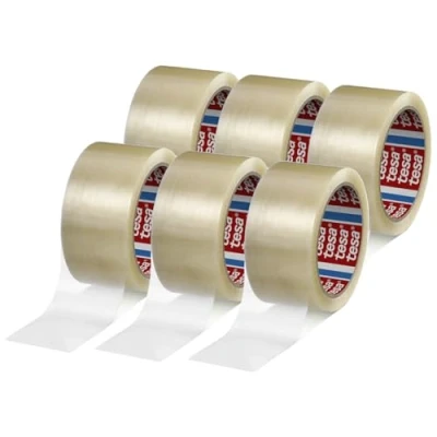 Afbeelding van Tesa 4280 Packaging Tape 6 rollen plakband voor het verpakken van dozen, verhuizing, magazijn, werk, verzegeling gegarandeerd 48 mm x 50 m (6 rollen) (Transparant)