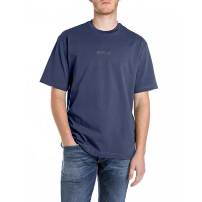 Afbeelding van Replay Tshirt basic, Heren, Maat: Small, Medium blue