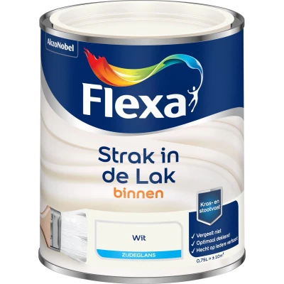 Afbeelding van flexa strak in de lak binnenlak zijdeglans wit 0.75 ltr