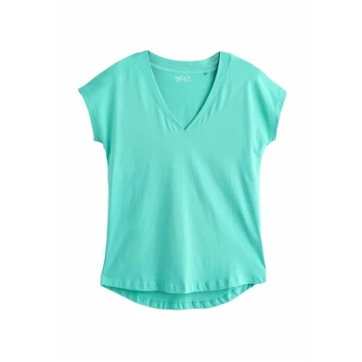Afbeelding van Next Vneck RICH CAP Sleeve Regular FIT Tshirt basic, Dames, Maat: Small, Blue