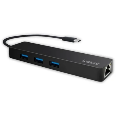 Afbeelding van LogiLink UA0313 USB 3.0 (3.1 Gen 1) Type C 5000Mbit/s Zwart hub &amp; concentrator