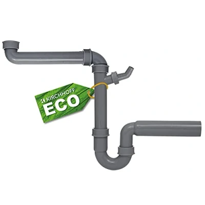 Afbeelding van Kirchhoff ECO SAVE Kunststof ruimtebesparende spoelbak buisvormige sifon, Grau, 1 1/2&quot; H x 50 mm, met 3/4&quot; apparaataansluiting 98833649