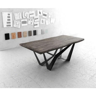 Afbeelding van eettafel Edge acacia platina 200x100 XL Spider vlak staal zwart Live