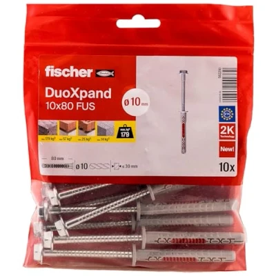 Afbeelding van 10 st constructieplug DuoXpand x 80 mm FUS zeskant kop