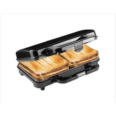 Afbeelding van Bestron XL Tosti ijzer, Sandwich toaster voor 2 sandwiches in schelpvorm, ideaal Amerikaanse sandwiches, inclusief automatische temperatuurregeling en gereedheidsindicator, kleur: Zwart