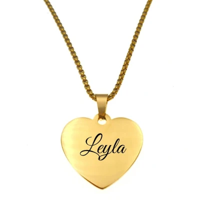 Afbeelding van Ketting Hart Met Naam Leyla Goud