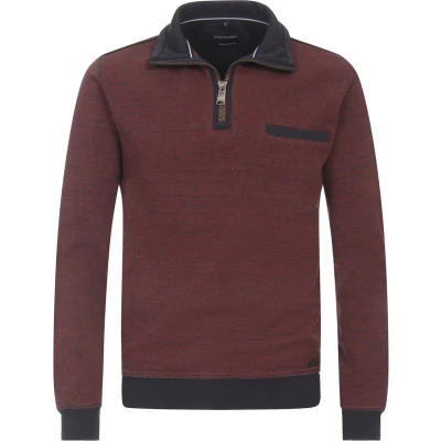 Afbeelding van Casa Moda Half Zip Trui Bordeaux maat M Heren Schipperstrui met Regular fit Pasvorm Katoen