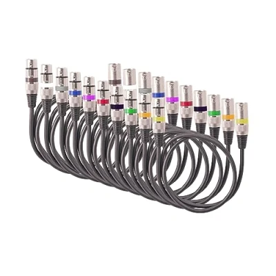 Afbeelding van summina 10 stuks 1,5 m XLR kabel, DMX stage lichtkabel, 3 pins microfoonkabel, gebalanceerde afgeschermde kabels voor bewegende hoofdverlichting, lichte microfoonmixer