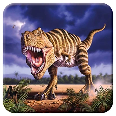 Afbeelding van 3D LiveLife Onderzetter van Kurk Bruine Rex, Deluxebase. Lenticulaire Dinosaurus Onderzetter. Antislip drinkmat met origineel kunstwerk onder licentie de bekende kunstenaar Jerry LoFaro