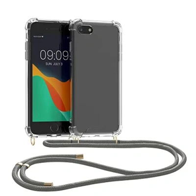 Afbeelding van kwmobile telefoonhoesje geschikt voor Apple iPhone SE (2022) / (2020) 8 7 Hoesje met telefoonkoord Back cover in grijs transparant