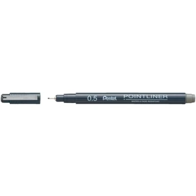 Afbeelding van Pentel Pointliner S20P 5N, Fineliner, grijs, waterdicht en lichtecht, 0,5 mm
