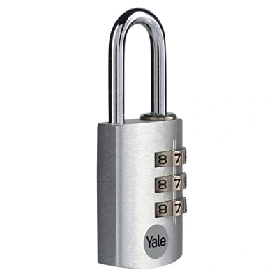 Afbeelding van Yale YE3CB/28/126/1/S standaard bescherming aluminium combinatiehangslot zilver 28 mm stalen beugel 3 cijferslot