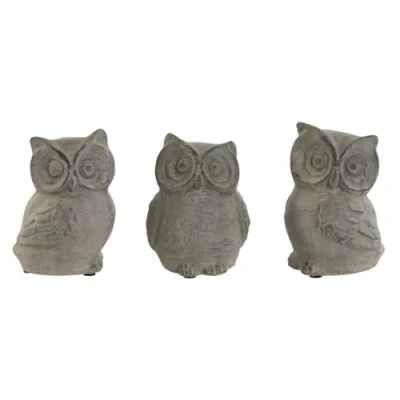 Afbeelding van Home ESPRIT Decoratief figuur, grijs, uil, antieke afwerking, 10 x 9 14 cm (3 stuks)