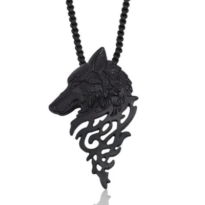 Afbeelding van Tribal Wolf Heren Ketting Zwart met Hanger Kettingen Dames Cadeau voor Man Mannen Cadeautjes