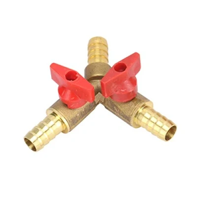 Afbeelding van 3 weg slangverbinder, Y vorm messing kogelkraan connector HATOOLHA® afsluitkoppeling splitter voor water olie gas (8 mm)