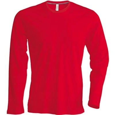 Afbeelding van Heren T shirt met lange mouwen en ronde hals, licht nauwsluitend, in 20 kleuren de maten S, M, L, XL, 2XL, 3XL 4XL, rood, XL