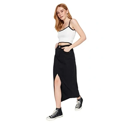Afbeelding van Trendyol Zwarte Duurzamere Maxi Spijkerrok Met Split Twoss23Et00290