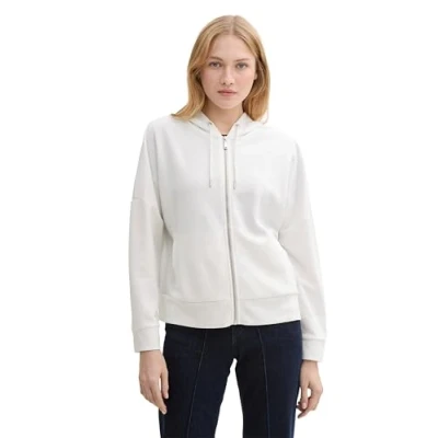 Afbeelding van TOM Tailor Sweater met rits, Dames, Maat: Small, Whisper white