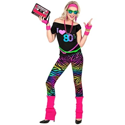 Afbeelding van Widmann Jaren 80 &amp; 90 Kostuum Geboren In De 80s Vrouw Roze, Zwart, Multicolor Medium Carnavalskleding Verkleedkleding