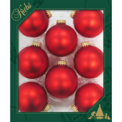 Afbeelding van Krebs Kerstballen 8 stuks vuurrood glas 7 cm