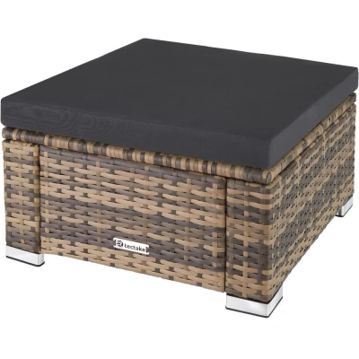 Afbeelding van tectake® Wicker hocker met kussen Kruk voor tuin, balkon, terras Weerbestendig diverse kleuren natuur kleur 403695