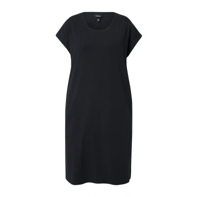 Afbeelding van Ulla Popken Ziersteine Rundhals Halbarm Jerseyjurk, Dames, Maat: 46/48, Black