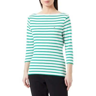 Afbeelding van Tommy Hilfiger NEW CODY SLIM Longsleeve, Dames, Maat: XS, Ecru/olympic green