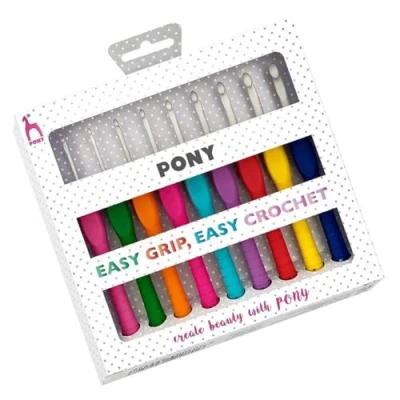 Afbeelding van Pony haaknaalden set ergonomisch 9 maten 2 tot 6 mm