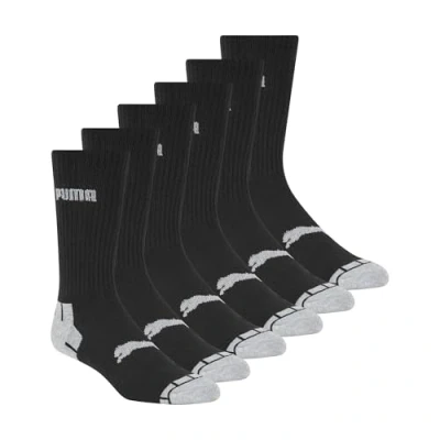 Afbeelding van PUMA heren 6 Pack Crew Sokken, Zwart/Grijs Detail, 10 13