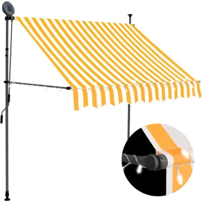 Afbeelding van vidaXL Luifel handmatig uitschuifbaar met LED 100 cm wit en oranje