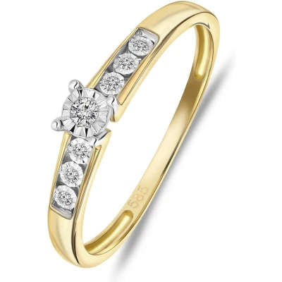 Afbeelding van Lucardi 14 CT GOLD, Diamond 0,05CT Ring goldcoloured, Dames, Maat: 60, Gold coloured