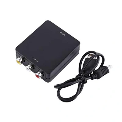 Afbeelding van HDMI naar RCA adapter, 1080p 60Hz Composiet Video audio omzetter, CVBS omzetter voor Tv VHS VCR DVD recorders Compatibel met PAL Twee formaten(zwart)