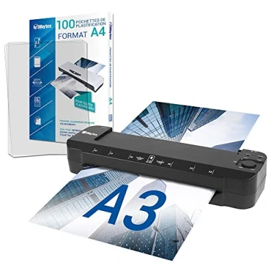 Afbeelding van Lamineerapparaat A3 A4 A5 A6 A7 Pro Ultra snel warm en koud tot 2 x 150 micron temperatuur verstelbaar voor professioneel intensief gebruik Pack met 100 hoezen