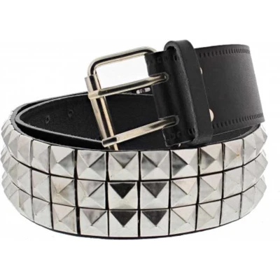 Afbeelding van Zac&#039;s Alter Ego 3 row pyramid studs Riem L Zwart