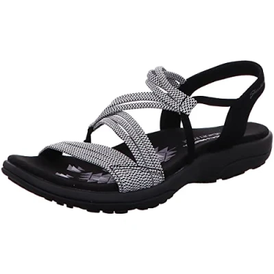 Afbeelding van Skechers Dames Reggae Slim Stretch Appeal Sling Back Sandalen, Zwart/Wit, 41 EU