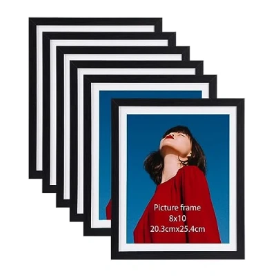Afbeelding van EYMPEU Fotolijst 20 x 25 cm, set van 6, geschikt voor foto&#039;s met passe partout of 23 28 zonder partout, muur en tafel, zwart