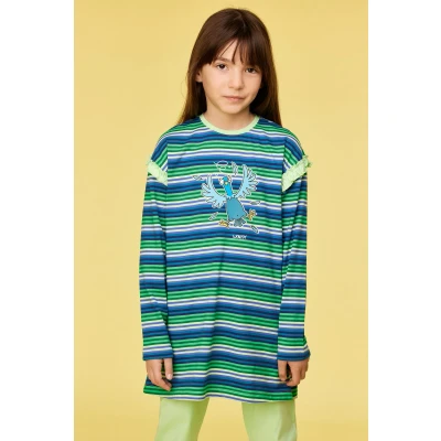 Afbeelding van Woody pyjama meisjes duif streep 252 10 BLB S/912 maat 98