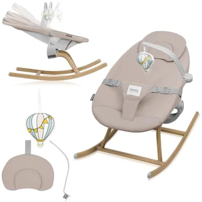 Afbeelding van LIONELO Dalia Rocker Wipstoel voor Baby&#039;s vanaf Geboorte tot 9kg Verstelbare Rugleuning, 3 Punts Gordel, Verwijderbare Bekleding, Speelboog, Hoogte Kussen, Compact en Lichtgewicht