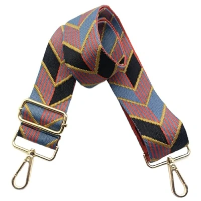 Afbeelding van schouderriem voor tas, 5 cm, brede riem, schoudertas, verstelbaar, schouderriem, handtas, met goudkleurige gesp, dames, doe het zelf, accessoires (zwart/blauw), 08