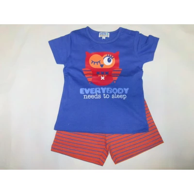 Afbeelding van Wiplala Jen &amp; James Zomer pyjama Meisje Blauw orange Uiltje , 8 jaar 128