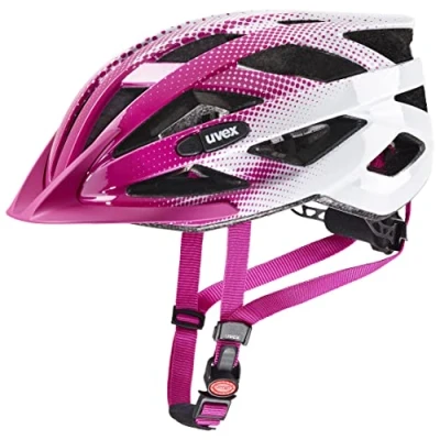 Afbeelding van uvex air wing lichte allround helm voor dames en heren individueel passysteem uitbreidbaar met led licht pink white 52 57 cm