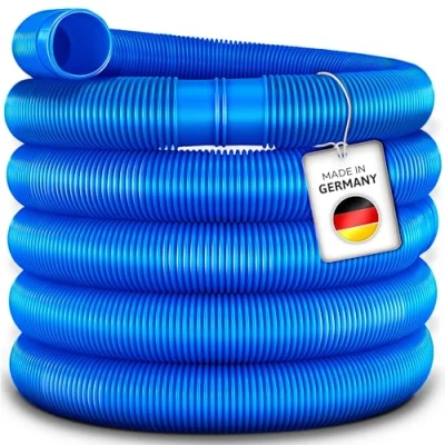 Afbeelding van tillvex® Zwembadslang Made in Germany Solarslang met moffen zonneslang voor zwembaden en zwemvijvers aanzuigslang pompslang flexibele waterslang (Blauw, 15m / 38mm)