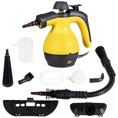Afbeelding van Costway Hand Stoomreiniger Met 9 Delige Accessoireset Handstomer Veilig Ontwerp 350 ml Geel