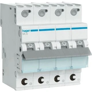 Afbeelding van Hager installatieautomaat 3p n 6ka c karakteristiek 32a 4 modulen qc quickconnect steekverbinding mcs632e