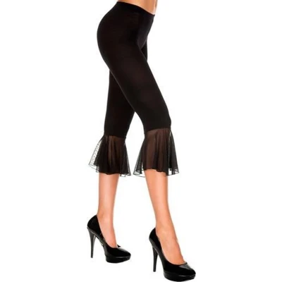 Afbeelding van Music Legs Netstof Legging Met Wijd Uitlopende Onderkant Zwart