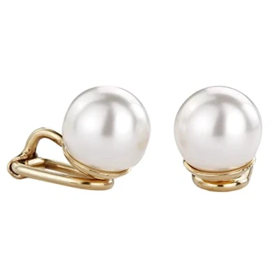 Afbeelding van Traveller Clip Oorbellen Oorclips Dames Goudkleurig Parels 10 mm Wit Pareloorclips 700010