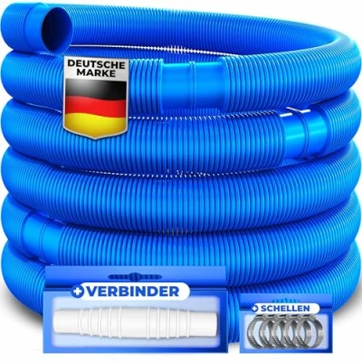 Afbeelding van KESSER® Zwembadslang 12m / Ø 32mm met moffen Solar slang voor zwembaden en zwemvijvers Zuigslang Pompslang Flexibele waterslang Blauw