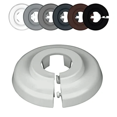 Afbeelding van FUX Verwarmingsbuis rozetten, enkel, 6 stuks, verschillende maten, buisafdekking, afdekrozetten voor buizen van radiatoren, polypropyleen in speciale kleuren (15 mm, lichtgrijs RAL 7035)